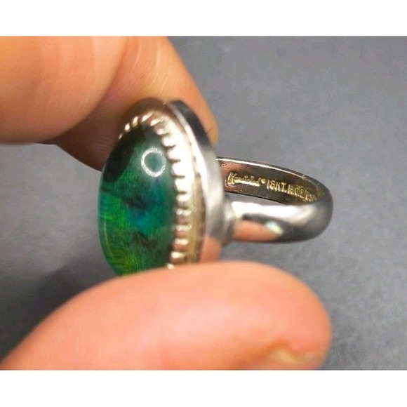 Joseph Esposito Jewelry - Vintage 1970s Esposito ESPO EDPO 18KT HGE Dichroic Glass Mood Cocktail STAMPED